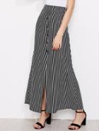 Shein Vertical Striped Button Front Skirt