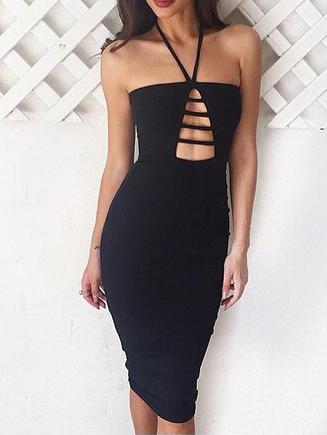 Shein Black Halter Cut Out Dress