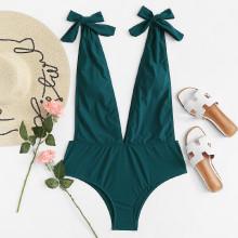 Shein Plus Deep V Plunge Swimsuit