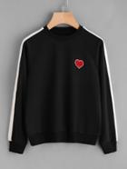 Shein Slogan Print Back Embroidered Heart Patch Sweatshirt