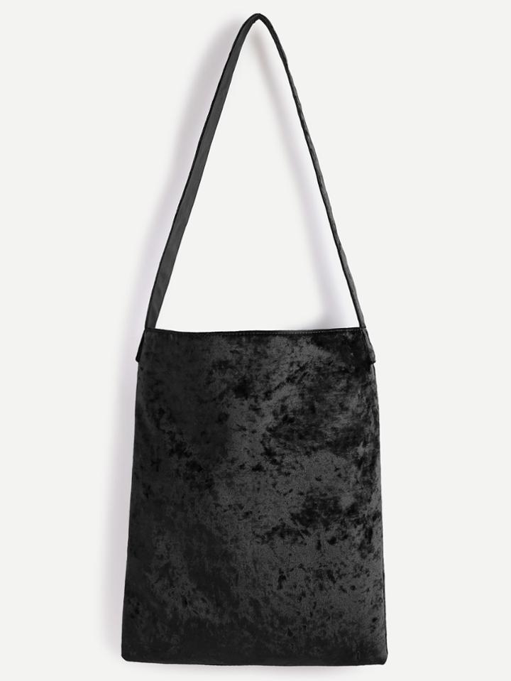Shein Black Velvet Plain Shoulder Bag