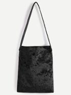 Shein Black Velvet Plain Shoulder Bag