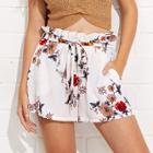 Shein Self Belted Frilled Floral Shorts