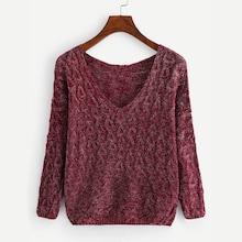 Shein Open Knit V Neck Jumper
