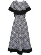 Shein Color Block Houndstooth Cape Top With Skirt