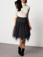 Shein Black Elastic Waist Organza Skirt
