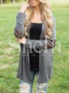 Shein Grey Elbow Patch Sequined Coat