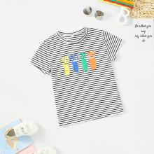 Shein Girls Drop Shoulder Striped Tee