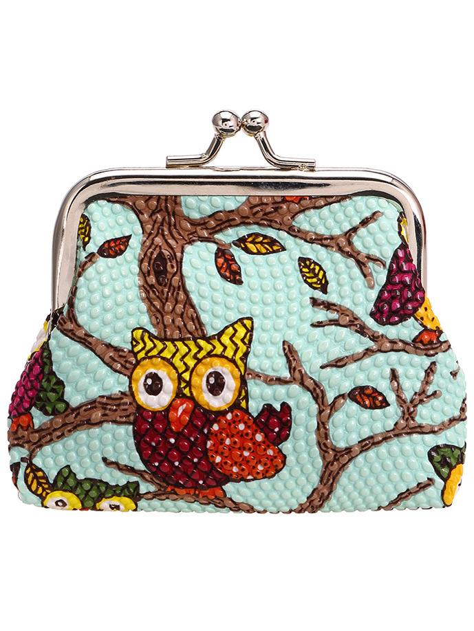 Shein Light Green Owl Design Kiss Lock Coin Wallet