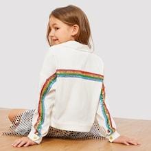 Shein Girls Colorful Sequin Striped Button Up Jacket