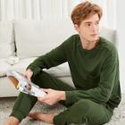 Shein Men Pocket Front Solid Top & Drawstring Waist Pants Pajama Set