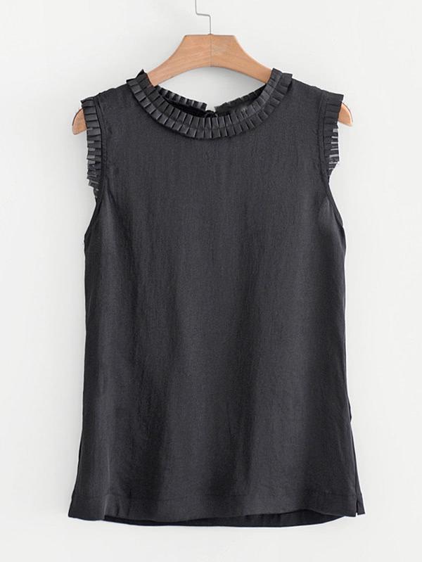 Shein Frill Trim Tie Back Tank Top