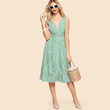 Shein Pinstriped Button Up Dress