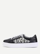 Shein Rhinestone & Faux Pearl Lace Up Sneaker