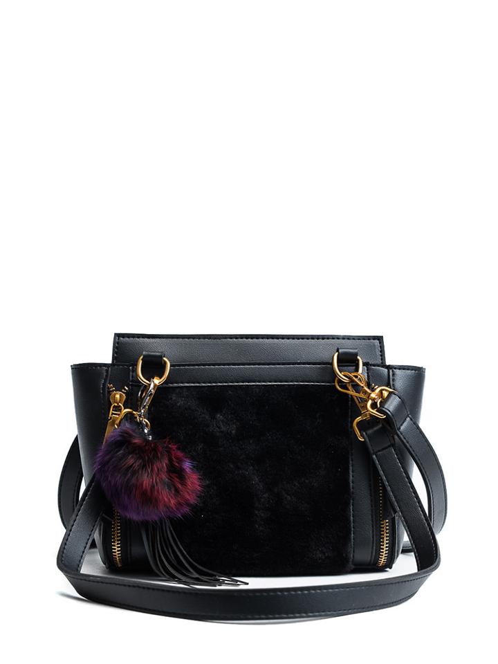 Shein Pom Pom Tassel Detail Pu Crossbody Bag