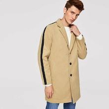 Shein Men Button Front Pocket Notch Neck Coat
