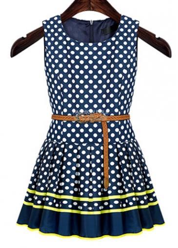 Rosewe Fabulous Round Neck Polka Dot Print A Line Dress