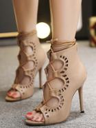 Shein Apricot Peep-toe High Stiletto Heel Lace Up Sandals