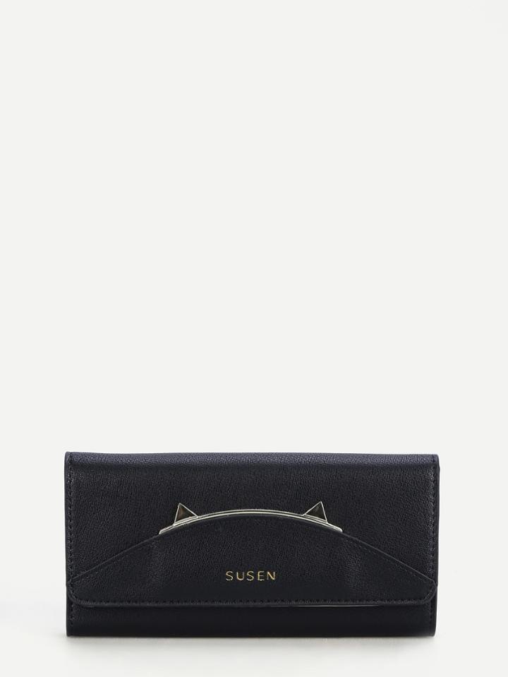 Shein Metal Cat Ear Detail Pu Wallet