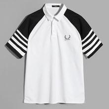 Shein Men Raglan Sleeve Striped Polo Shirt