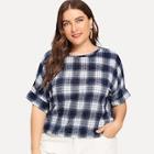 Shein Plus Plaid Round Neck Tee