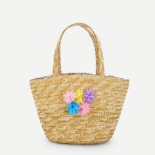 Shein Flower Decorated Straw Bag