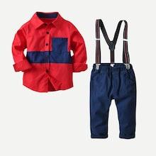 Shein Toddler Boys Color Block Shirt With Overalls
