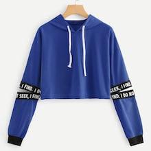 Shein Letter Tape Split Sleeve Sweatshirt