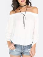 Shein White Off The Shoulder Long Sleeve Blouse