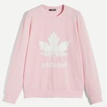Shein Men Leaf Print Letter Pullover