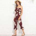 Shein Off Shoulder Tiered Floral Print Jumpsuit