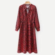 Shein Tie Neck Leopard Print Dress