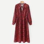 Shein Tie Neck Leopard Print Dress