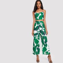 Shein Tropic Print Cami With Wide Leg Pants