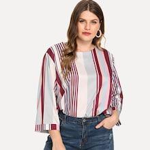Shein Plus Striped Print Blouse