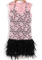 Shein Pink Sleeveless Contrast Feather Bodycon Flapper Dress