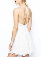 Rosewe European Style Spaghetti Strap Design White A Line Dress