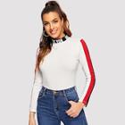 Shein Letter Mock-neck Slim Fitted T-shirt