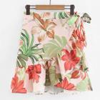 Shein Jungle Print Ruffle Trim Overlap Skirt