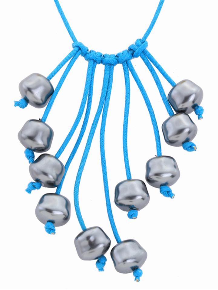 Shein Fringe Metallic Beads Handmade Necklace