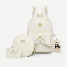 Shein Bear Charm Decor Backpack With Wallet 3pcs