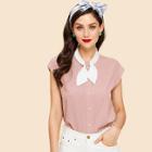 Shein Contrast Buttoned Bow Collar Neck Blouse