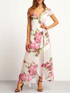 Shein Floral Print Wrap Maxi Dress