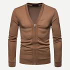 Shein Men Solid Zip Up Sweater Coat