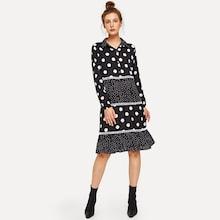 Shein Cut And Sew Polka Dot Shirt Dress