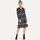 Shein Cut And Sew Polka Dot Shirt Dress