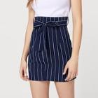 Shein Striped Belted Skirt