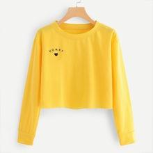 Shein Letter Print Drawstring Crop Sweatshirt
