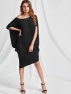 Shein Asymmetric Shoulder Dolman Sleeve Dress