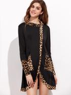 Shein Contrast Leopard Print Trim High Low Dress